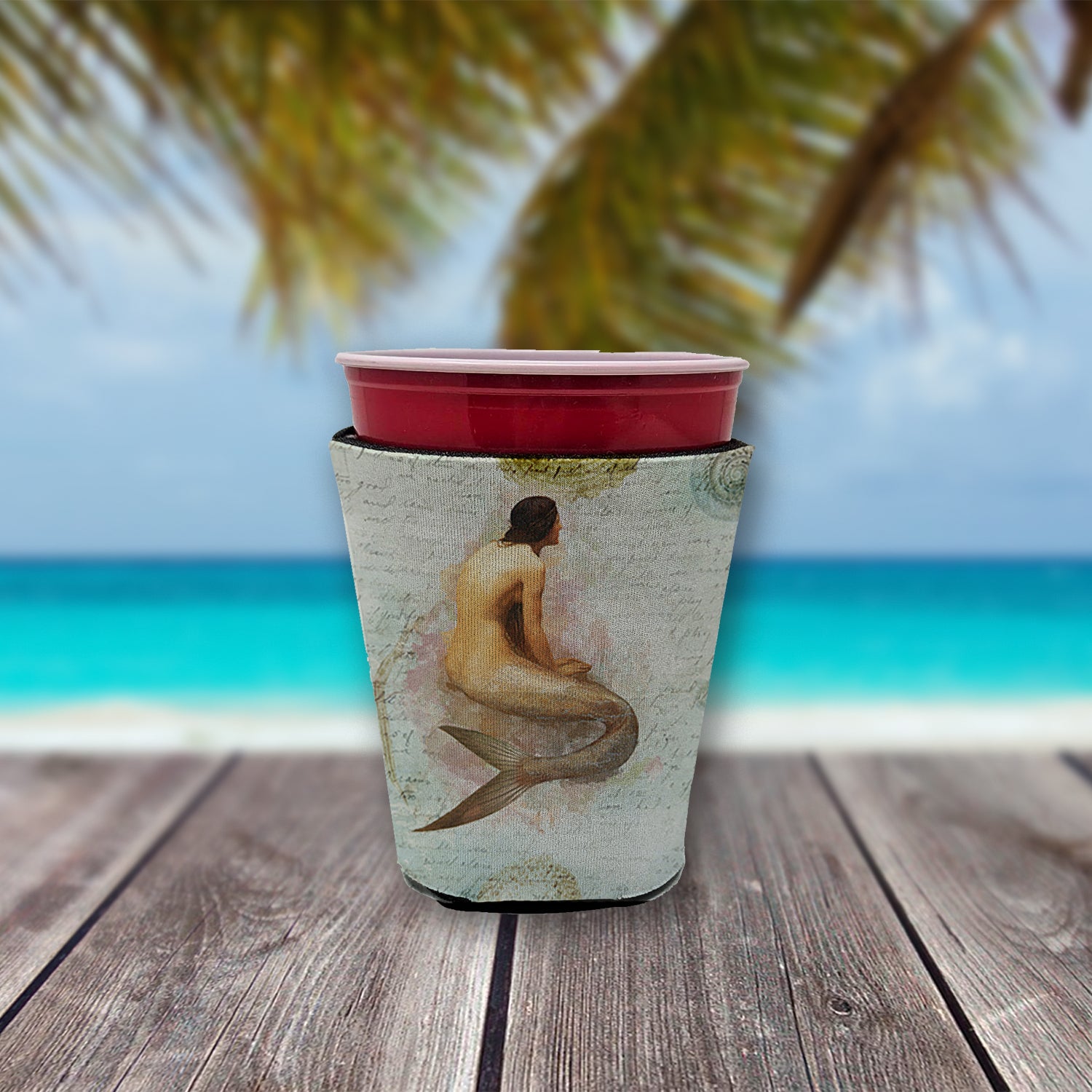 Mermaids and Mermen  Red Cup Beverage Insulator Hugger
