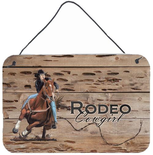 Rodeo Cowgirl Barrel Racer Wall or Door Hanging Prints SB3055DS812 by Caroline's Treasures