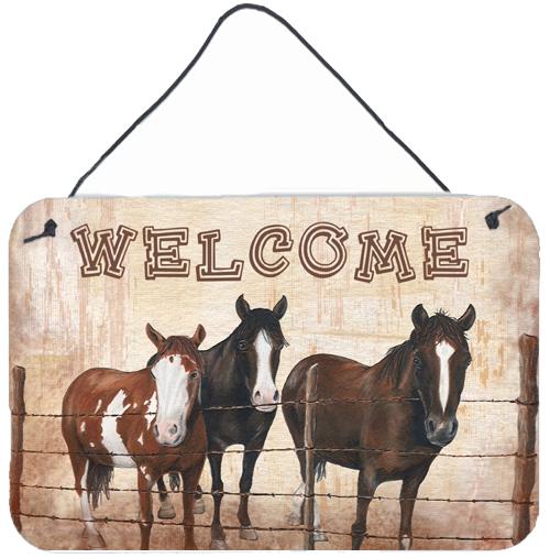 Welcome Mat with Horses Aluminium Metal Wall or Door Hanging Prints SB3059DS812 by Caroline's Treasures