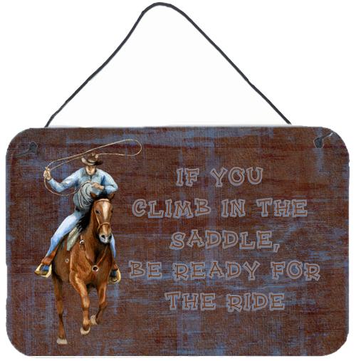 Roper Horse If you climb in the saddle, be ready for the ride Wall or Door Hanging Prints SB3061DS812 by Caroline's Treasures