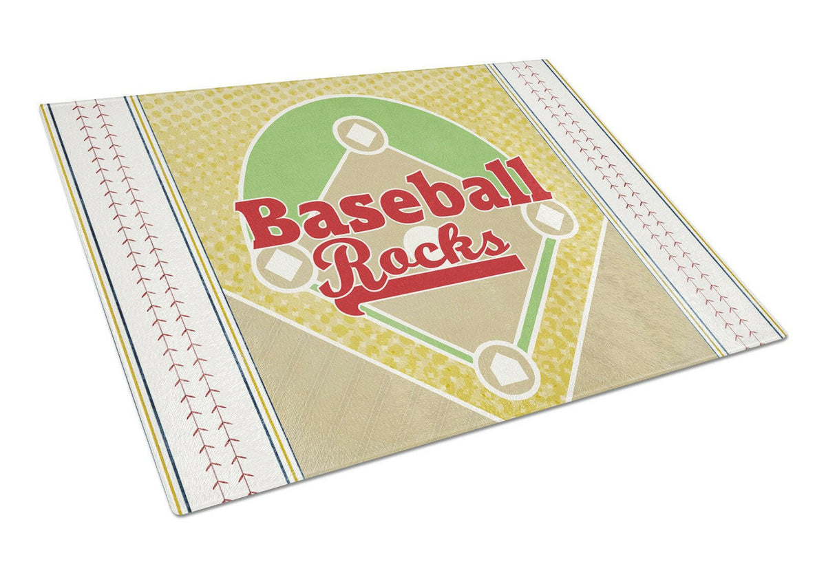 Baseball Rules Glass Cutting Board Large Size SB3077LCB by Caroline&#39;s Treasures