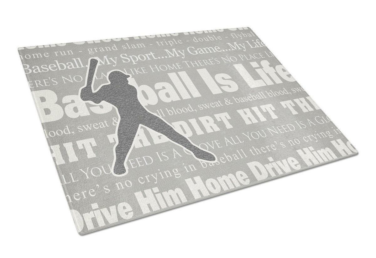 Baseball is Life Glass Cutting Board Large Size SB3078LCB by Caroline&#39;s Treasures
