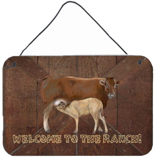 Welcome to the Ranch with the Cow and Baby Wall or Door Hanging Prints by Caroline's Treasures