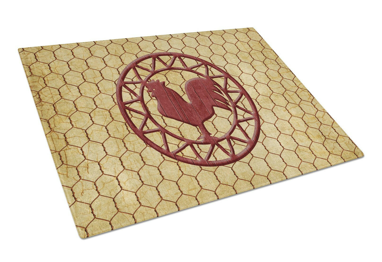 Rooster Chicken Coop Glass Cutting Board Large Size SB3085LCB by Caroline's Treasures