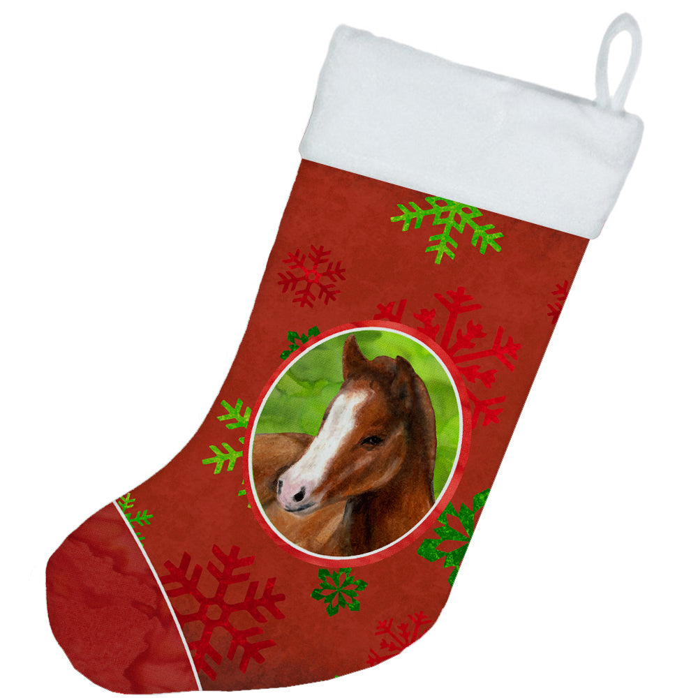 Horse Foal Red Snowflakes Holiday Christmas  Christmas Stocking SB3120-CS