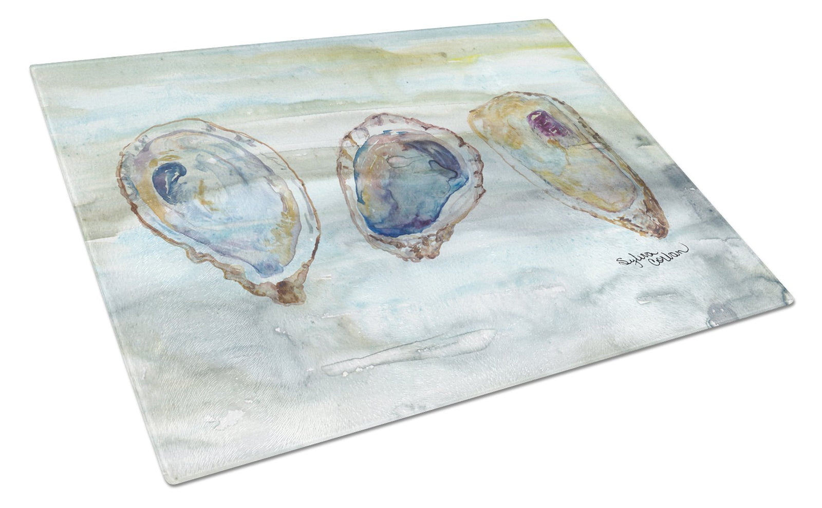 Oysters Watercolor Glass Cutting Board Large SC2001LCB by Caroline's Treasures