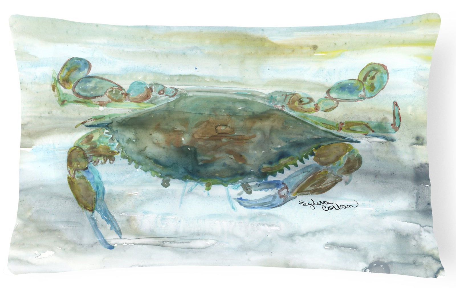 Crab a leg up Watercolor Canvas Fabric Decorative Pillow SC2002PW1216 by Caroline's Treasures