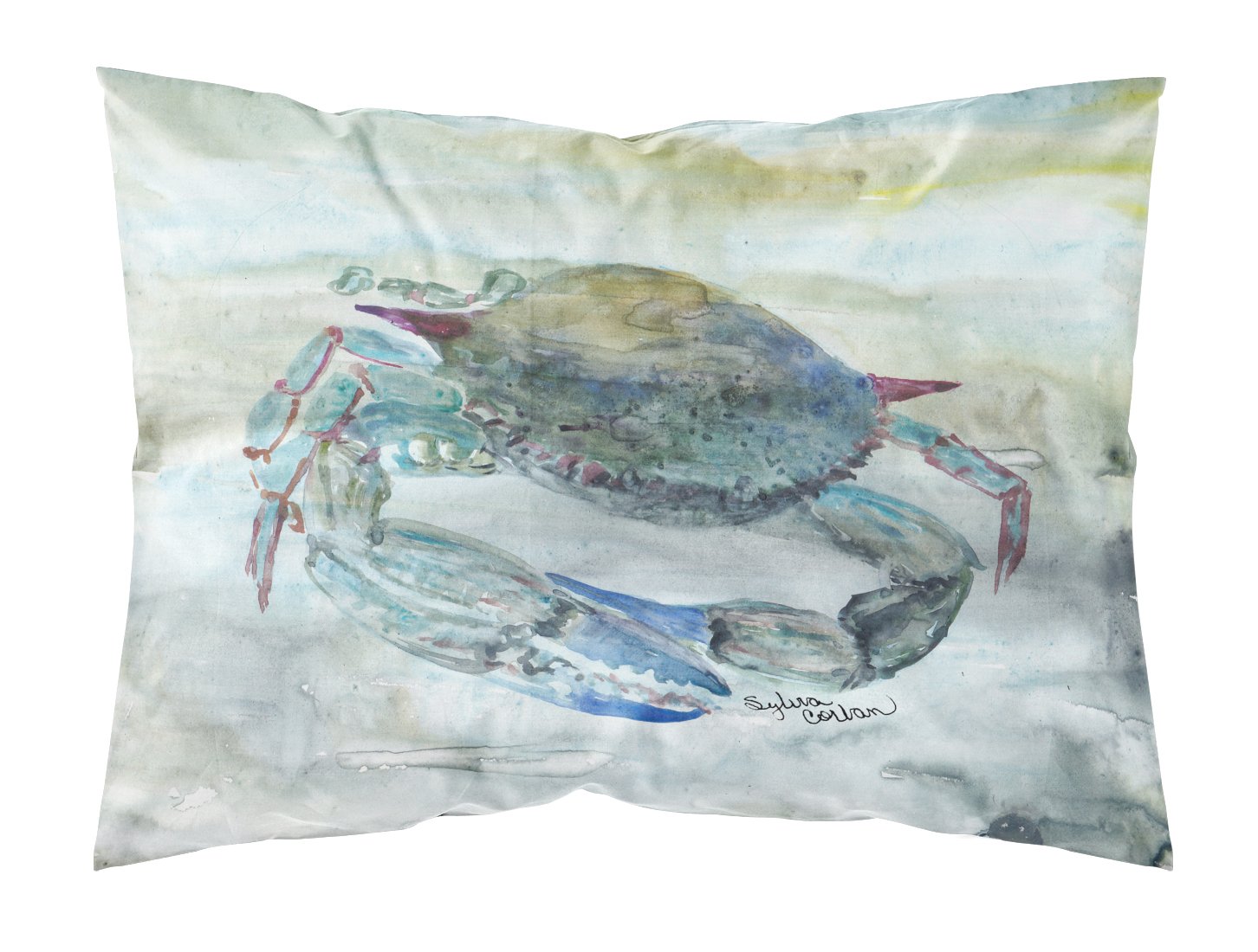 Blue Crab Watercolor Fabric Standard Pillowcase SC2003PILLOWCASE by Caroline's Treasures