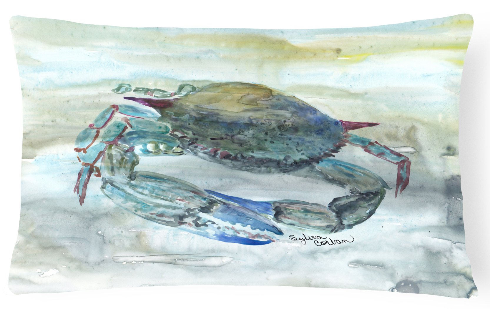 Blue Crab Watercolor Canvas Fabric Decorative Pillow SC2003PW1216 by Caroline's Treasures