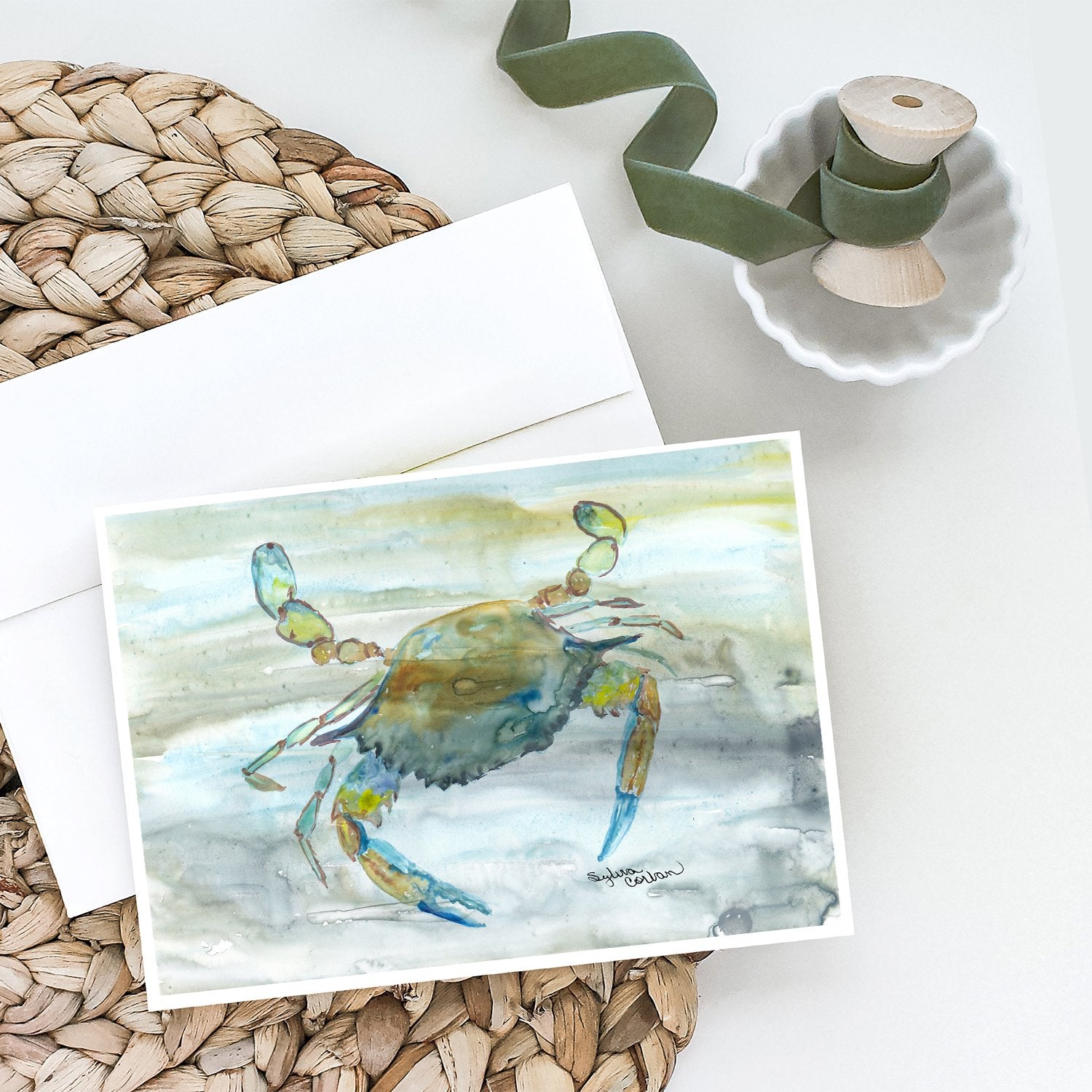 Buy this Blue Crab #2 Watercolor Greeting Cards and Envelopes Pack of 8