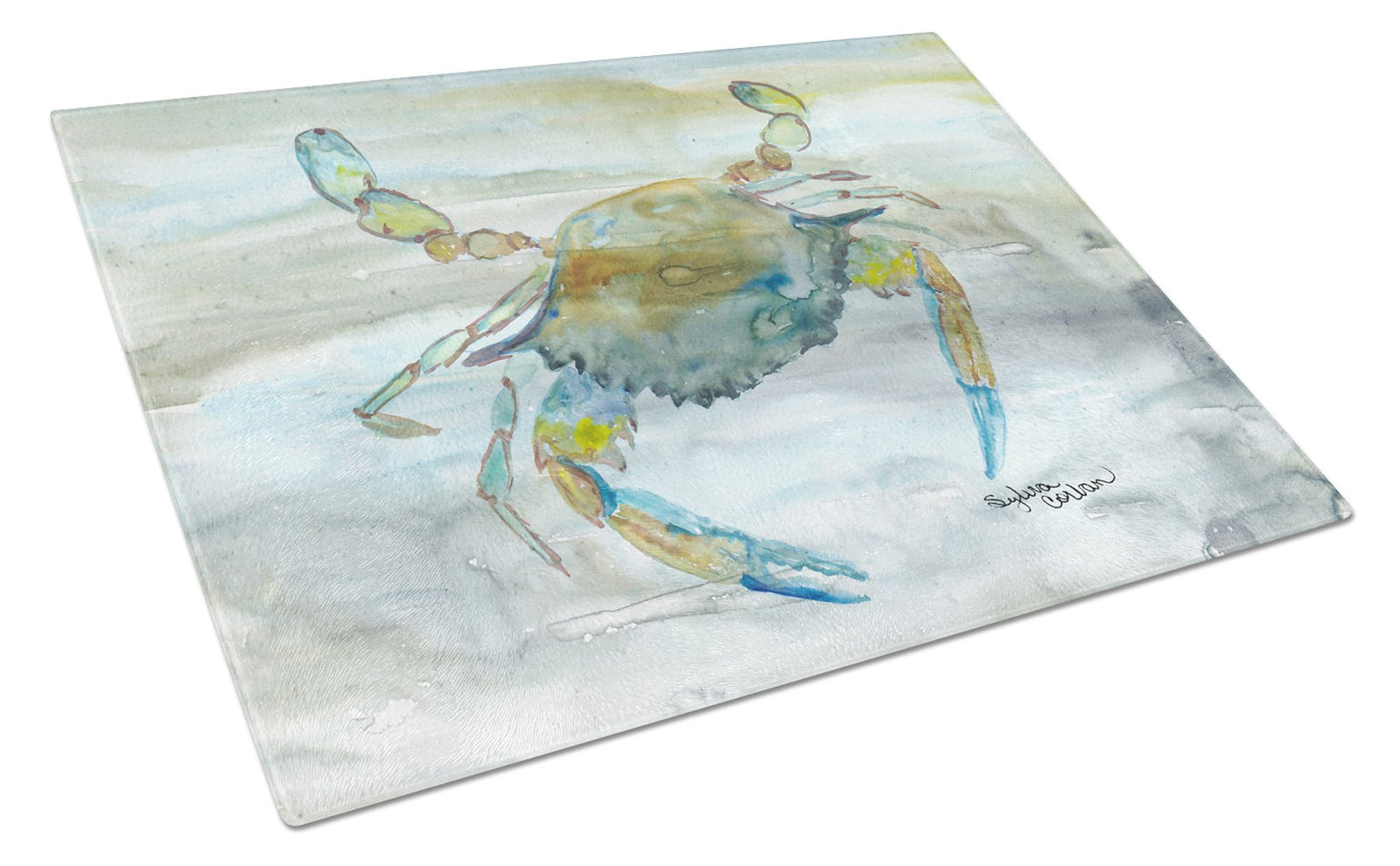Blue Crab #2 Watercolor Glass Cutting Board Large SC2004LCB by Caroline's Treasures