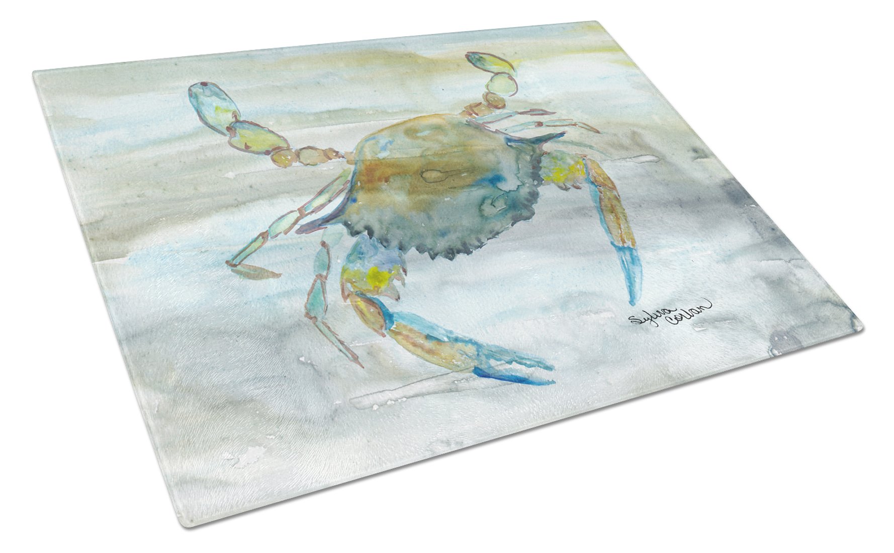 Blue Crab #2 Watercolor Glass Cutting Board Large SC2004LCB by Caroline's Treasures
