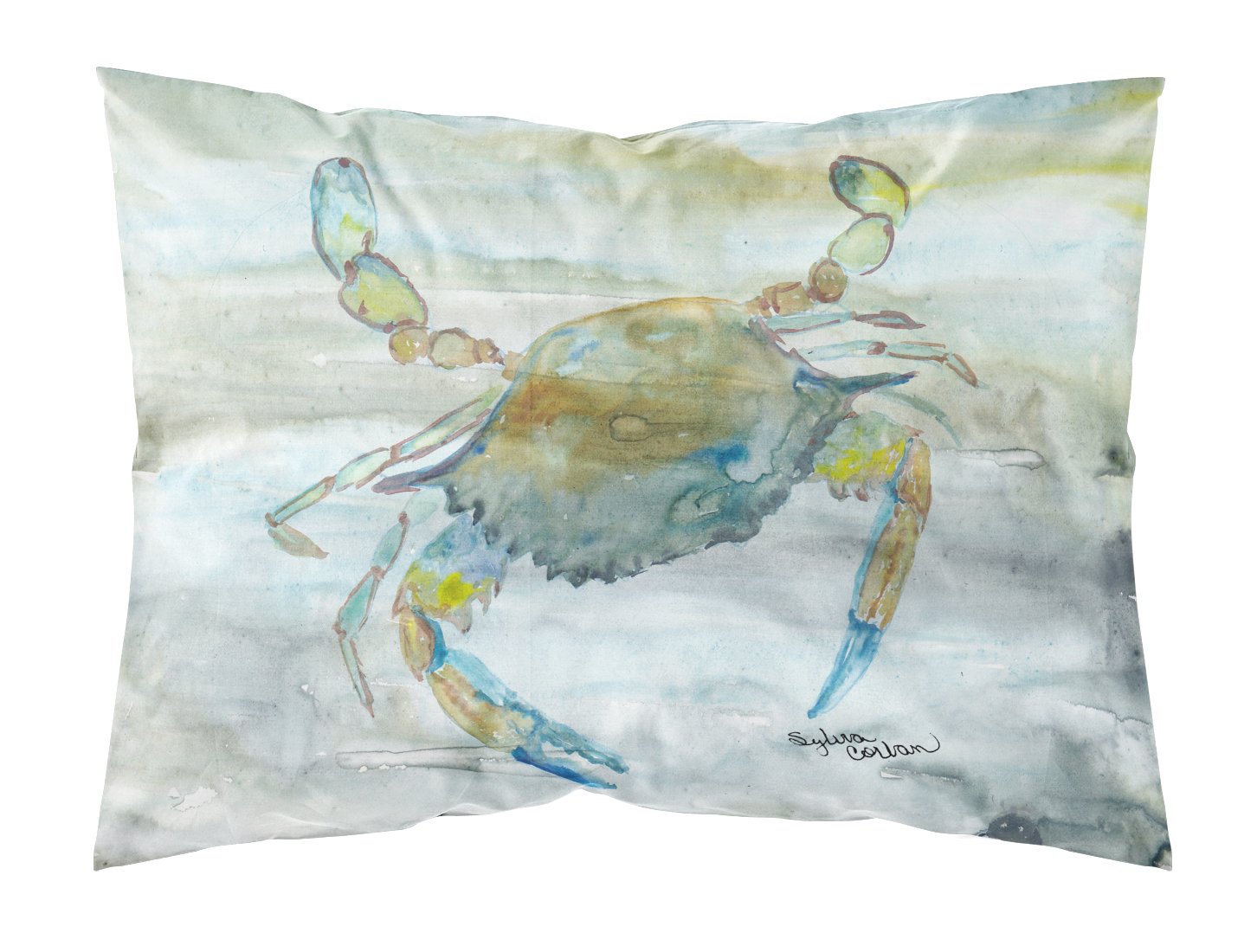 Blue Crab #2 Watercolor Fabric Standard Pillowcase SC2004PILLOWCASE by Caroline's Treasures