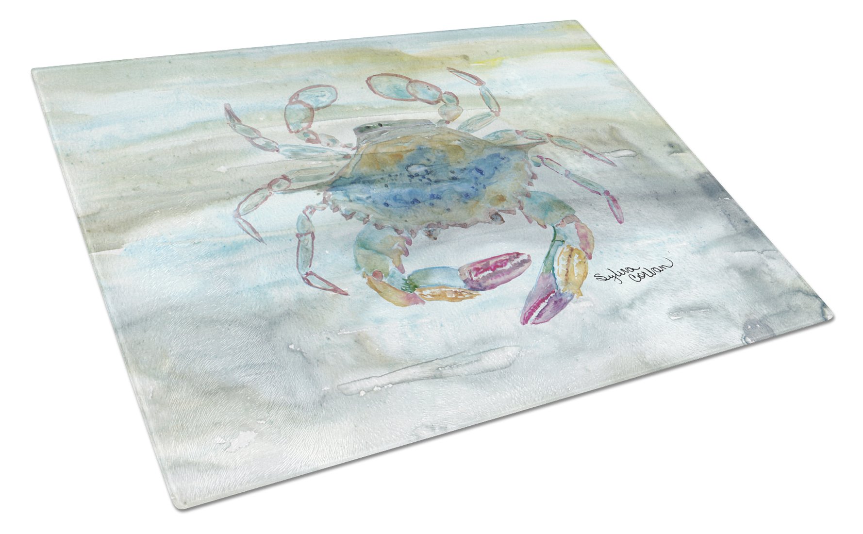 Female Blue Crab Watercolor Glass Cutting Board Large SC2005LCB by Caroline's Treasures