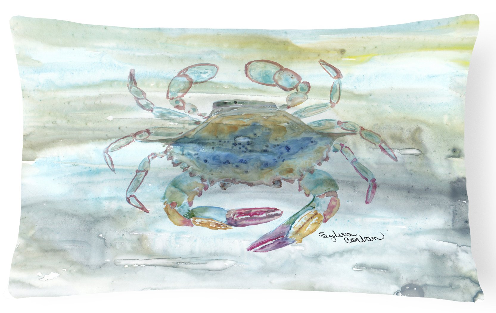 Female Blue Crab Watercolor Canvas Fabric Decorative Pillow SC2005PW1216 by Caroline's Treasures