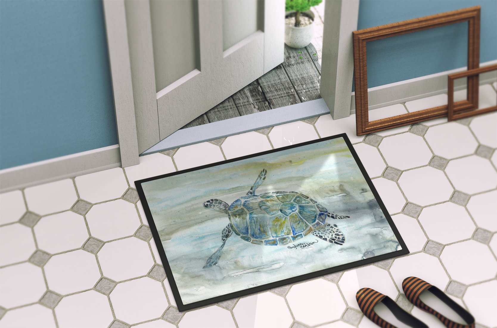Sea Turtle Watercolor Indoor or Outdoor Mat 24x36 SC2006JMAT by Caroline's Treasures