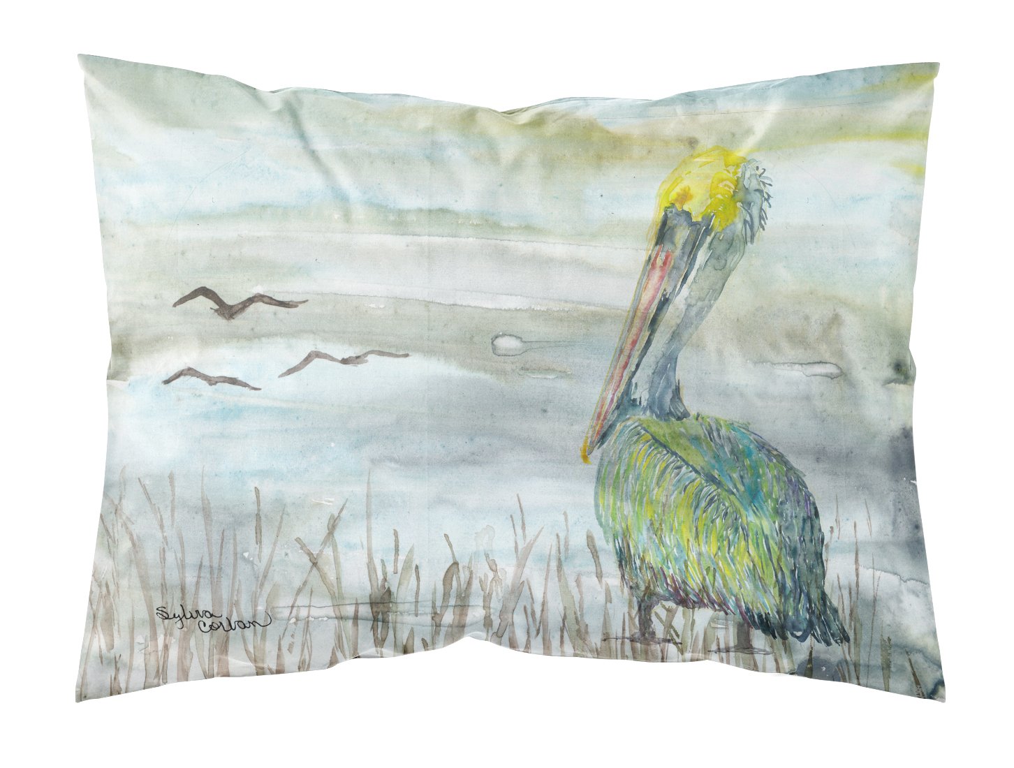 Pelican Watercolor Fabric Standard Pillowcase SC2008PILLOWCASE by Caroline's Treasures