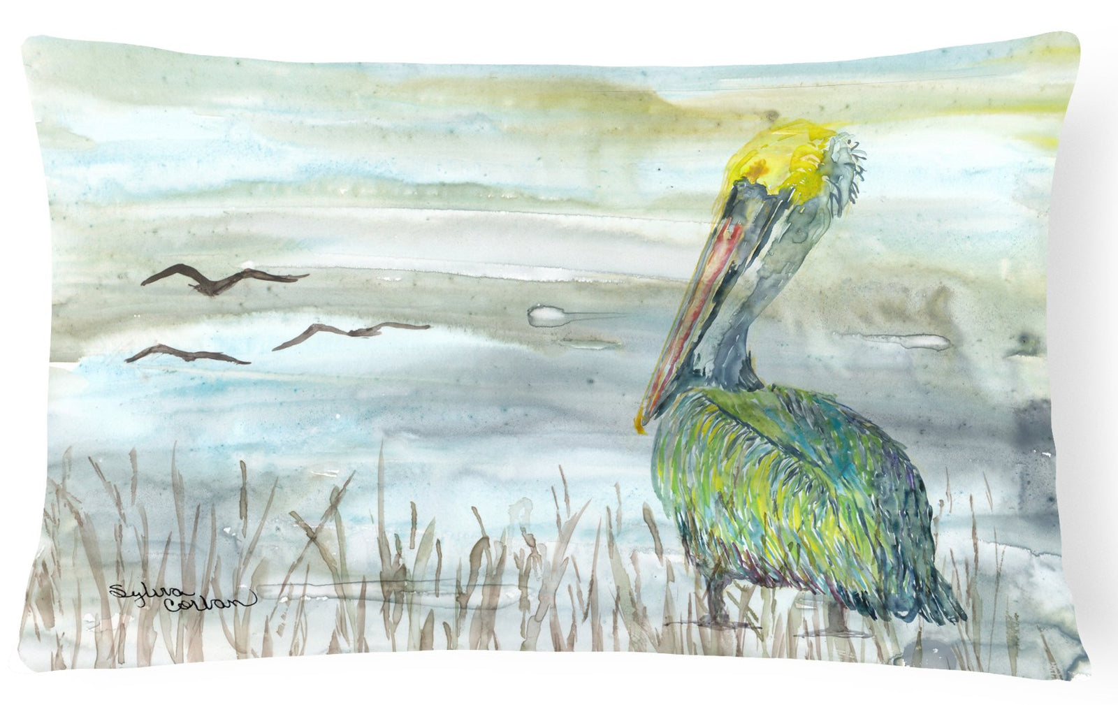 Pelican Watercolor Canvas Fabric Decorative Pillow SC2008PW1216 by Caroline's Treasures