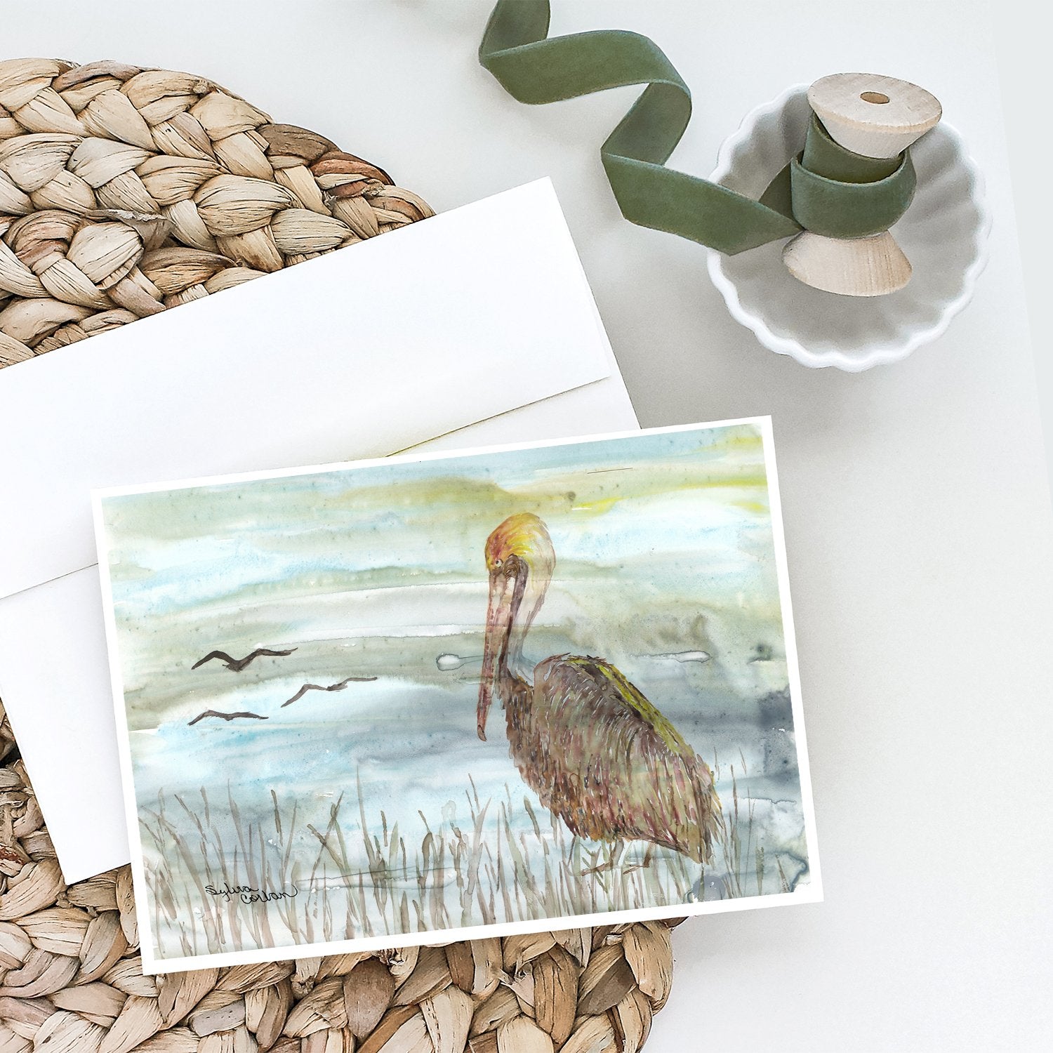 Buy this Brown Pelican Watercolor Greeting Cards and Envelopes Pack of 8