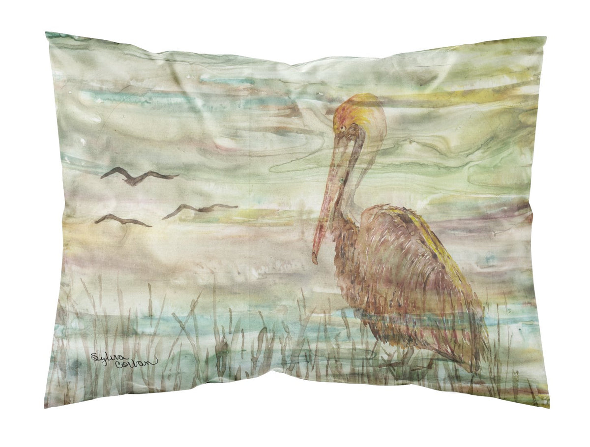 Brown Pelican Sunset Fabric Standard Pillowcase SC2011PILLOWCASE by Caroline&#39;s Treasures