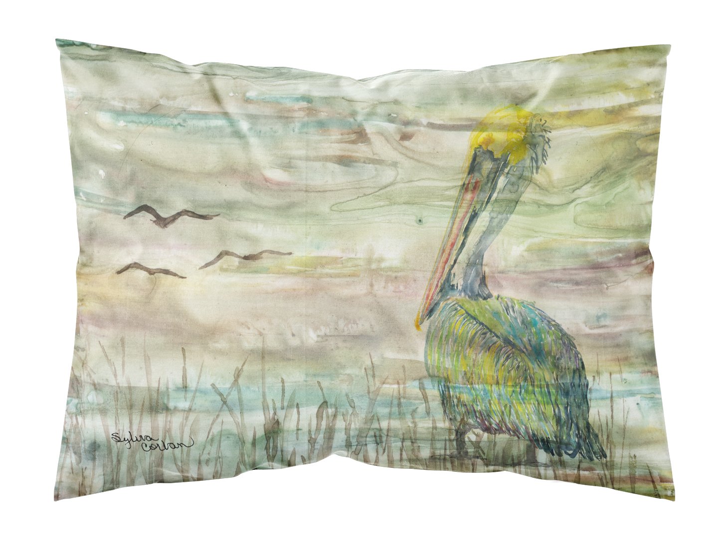 Pelican Sunset Fabric Standard Pillowcase SC2012PILLOWCASE by Caroline's Treasures