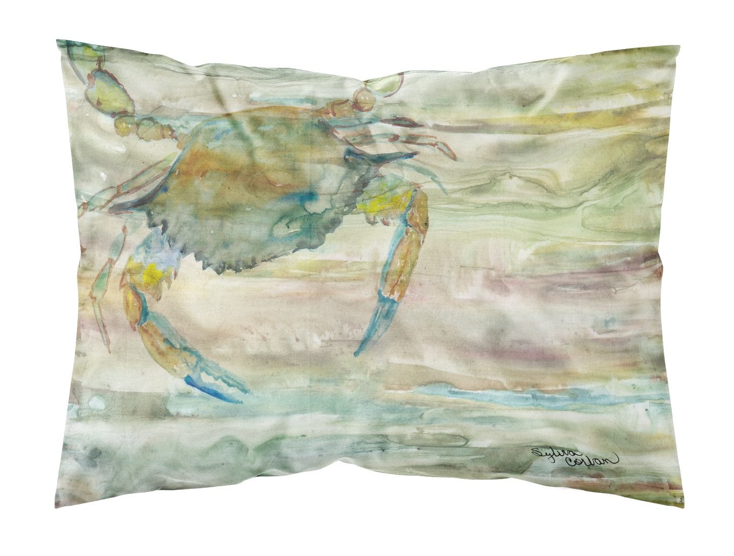 Blue Crab Sunset Fabric Standard Pillowcase SC2013PILLOWCASE by Caroline's Treasures