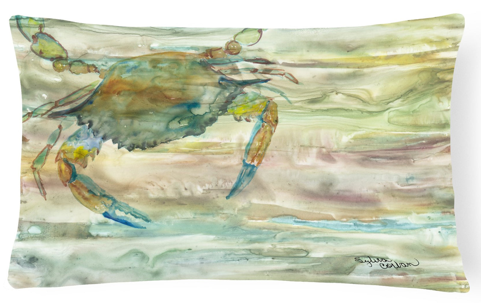 Blue Crab Sunset Canvas Fabric Decorative Pillow SC2013PW1216 by Caroline's Treasures