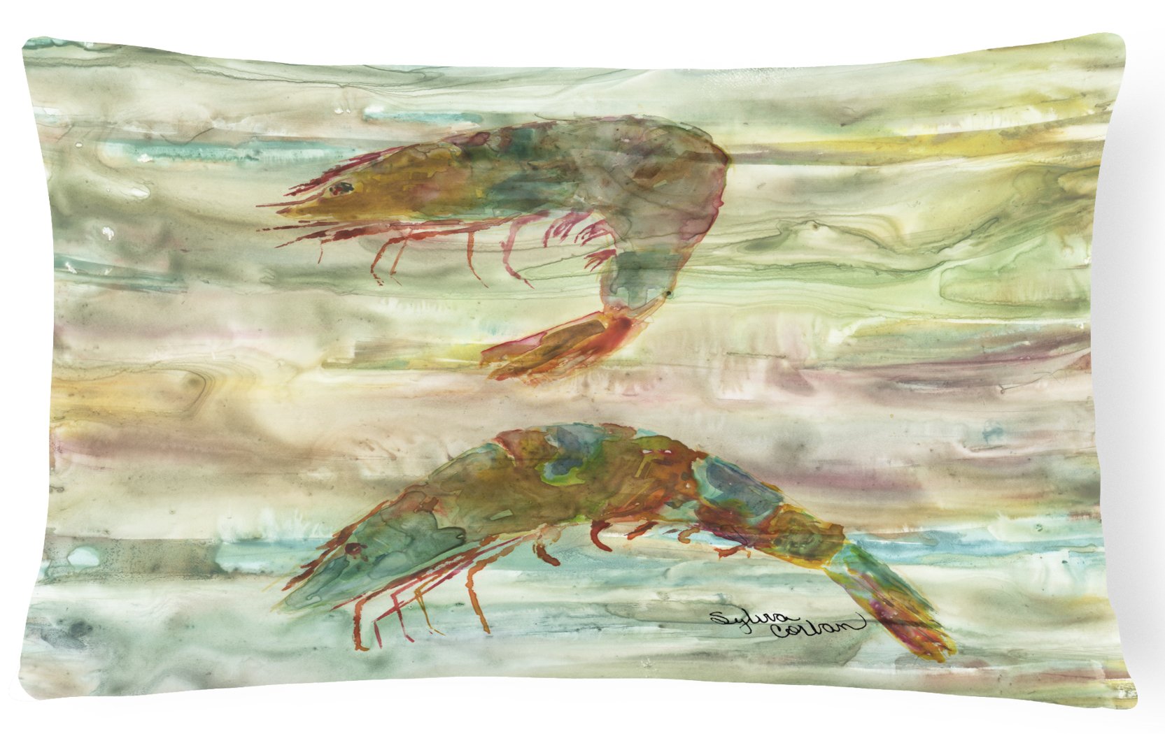 Shrimp Sunset Canvas Fabric Decorative Pillow SC2014PW1216 by Caroline's Treasures