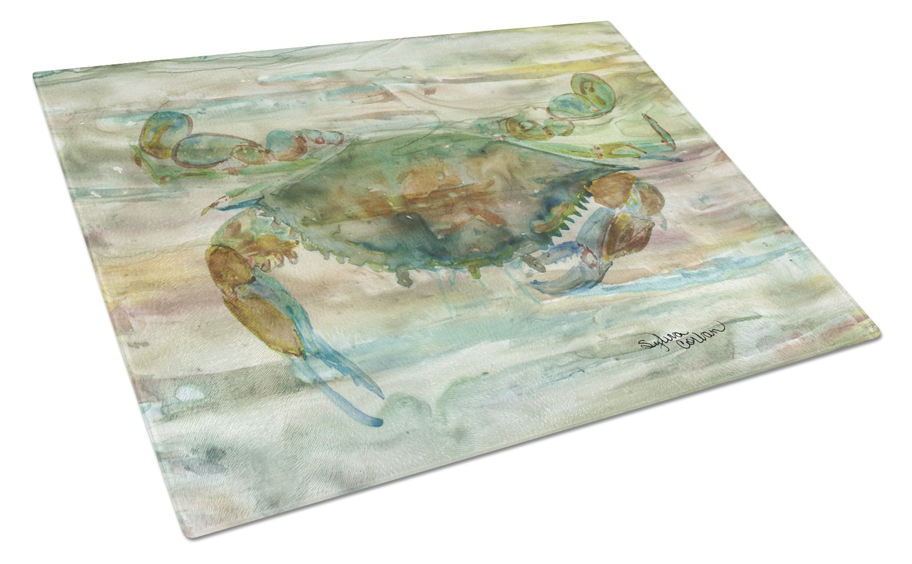 Crab a leg up Sunset Glass Cutting Board Large SC2015LCB by Caroline's Treasures
