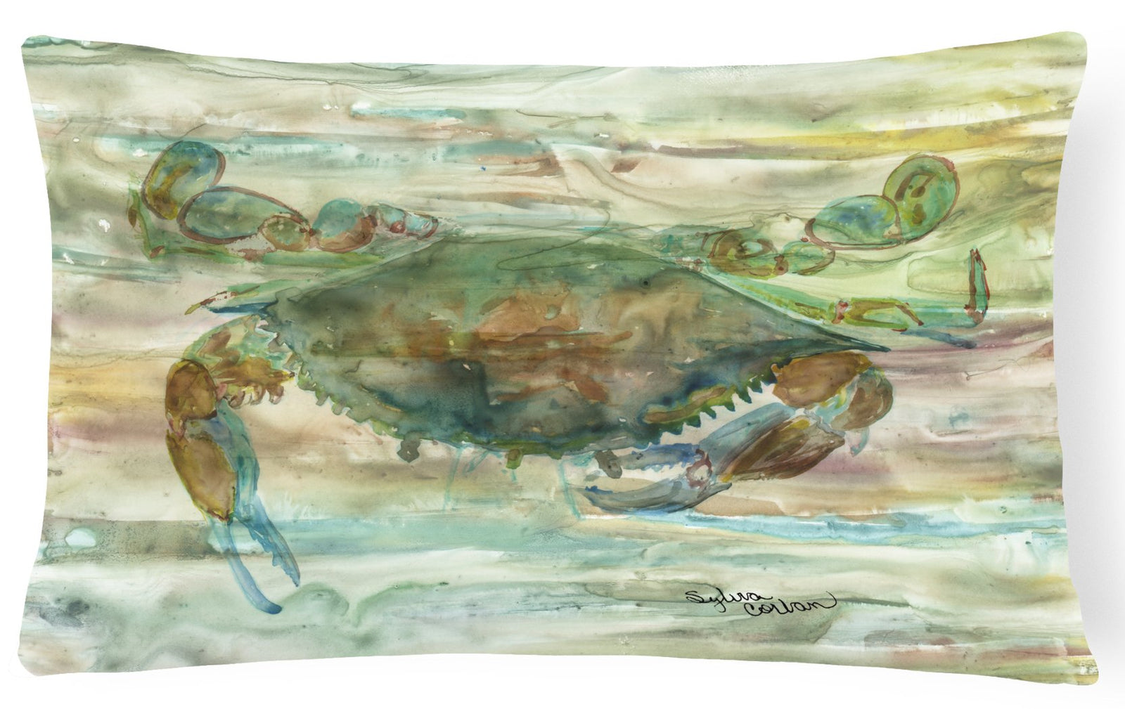 Crab a leg up Sunset Canvas Fabric Decorative Pillow SC2015PW1216 by Caroline's Treasures