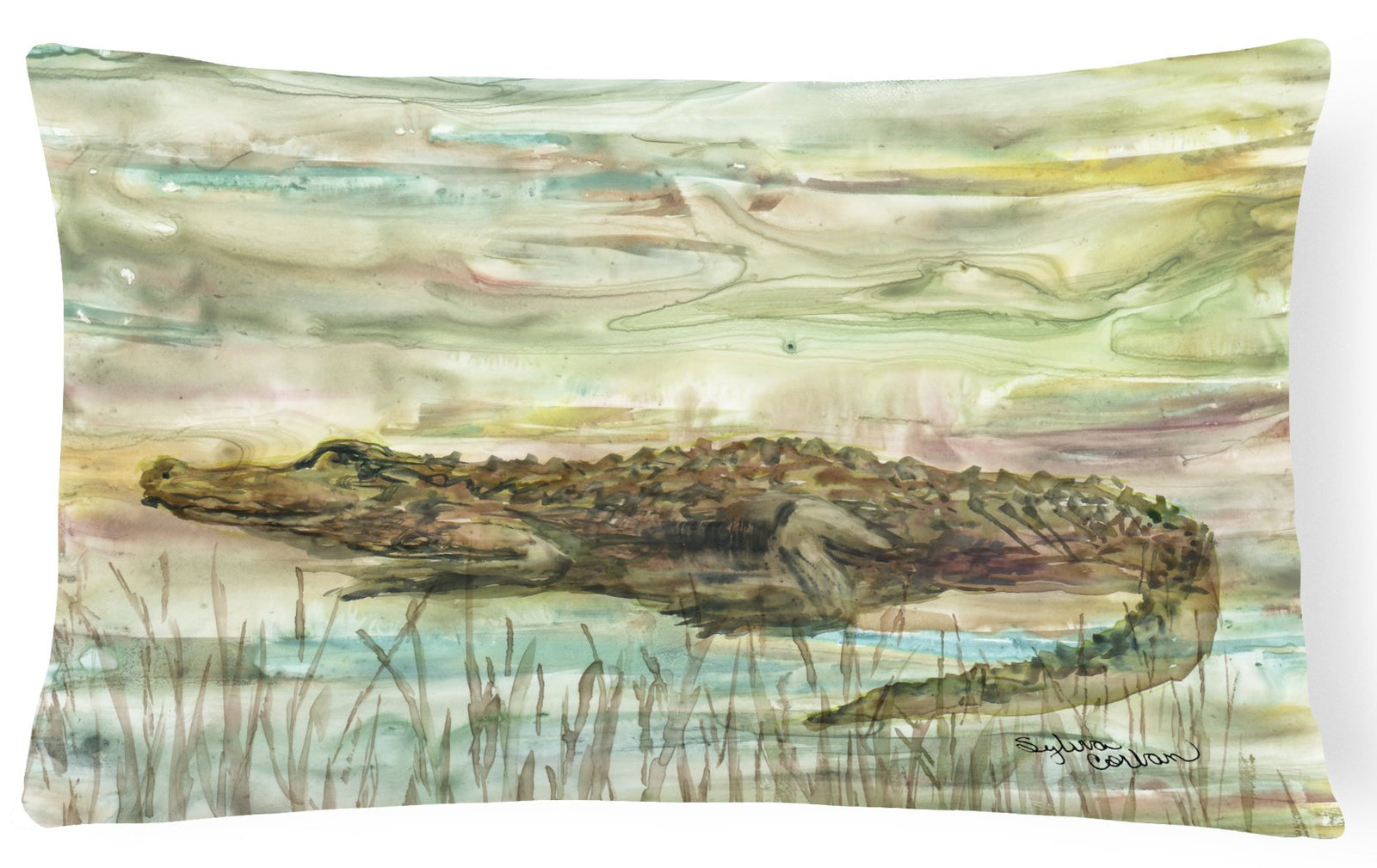 Alligator Sunset Canvas Fabric Decorative Pillow SC2016PW1216 by Caroline's Treasures