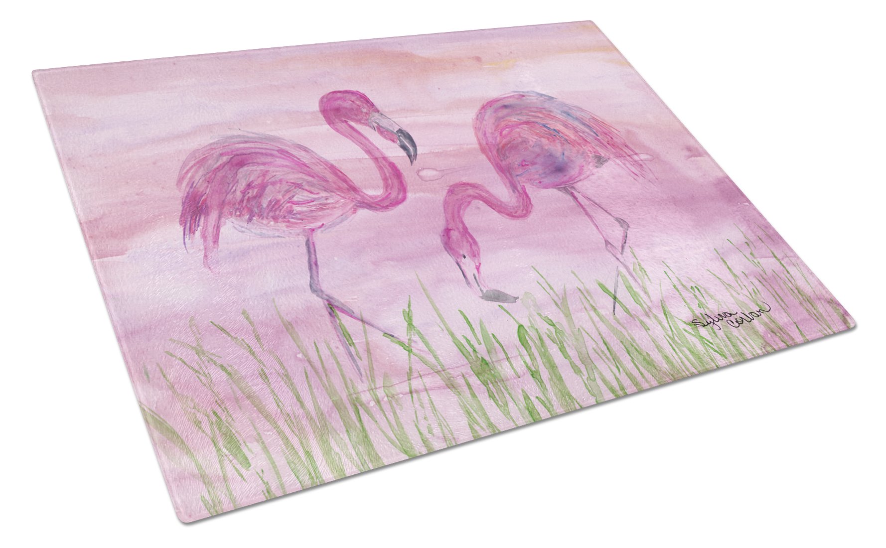 Flamingos Glass Cutting Board Large SC2018LCB by Caroline's Treasures