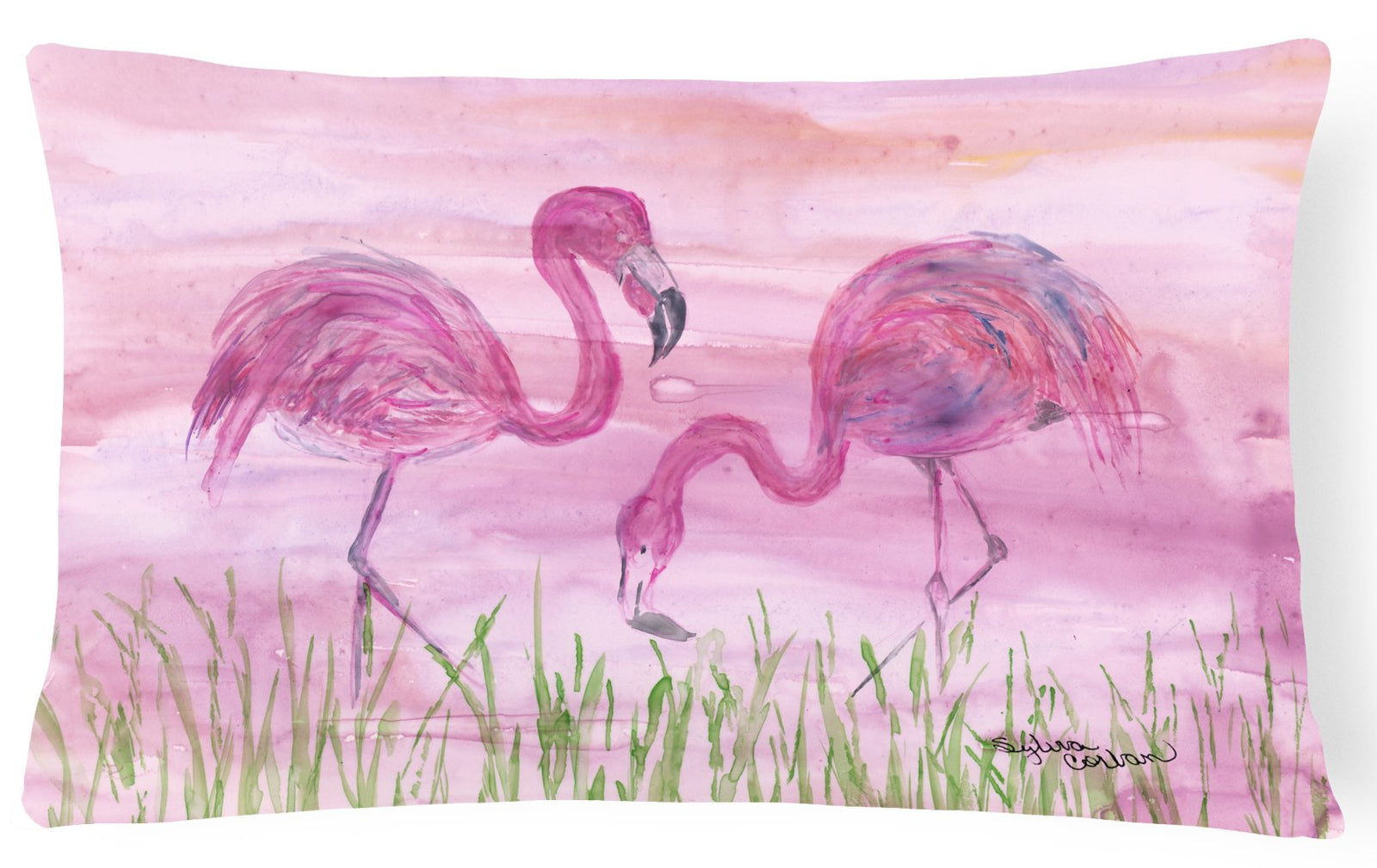 Flamingos Canvas Fabric Decorative Pillow SC2018PW1216 by Caroline's Treasures