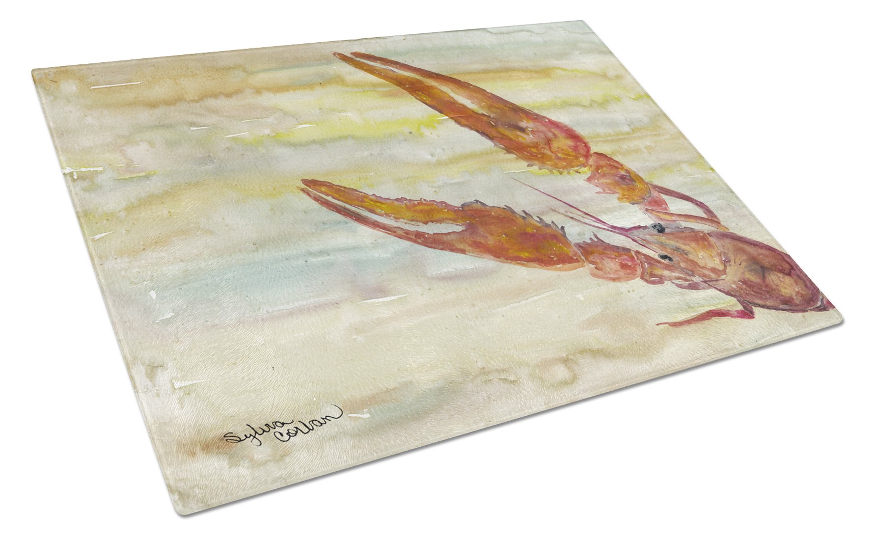 Crawfish Yellow Sky Glass Cutting Board Large SC2021LCB by Caroline's Treasures