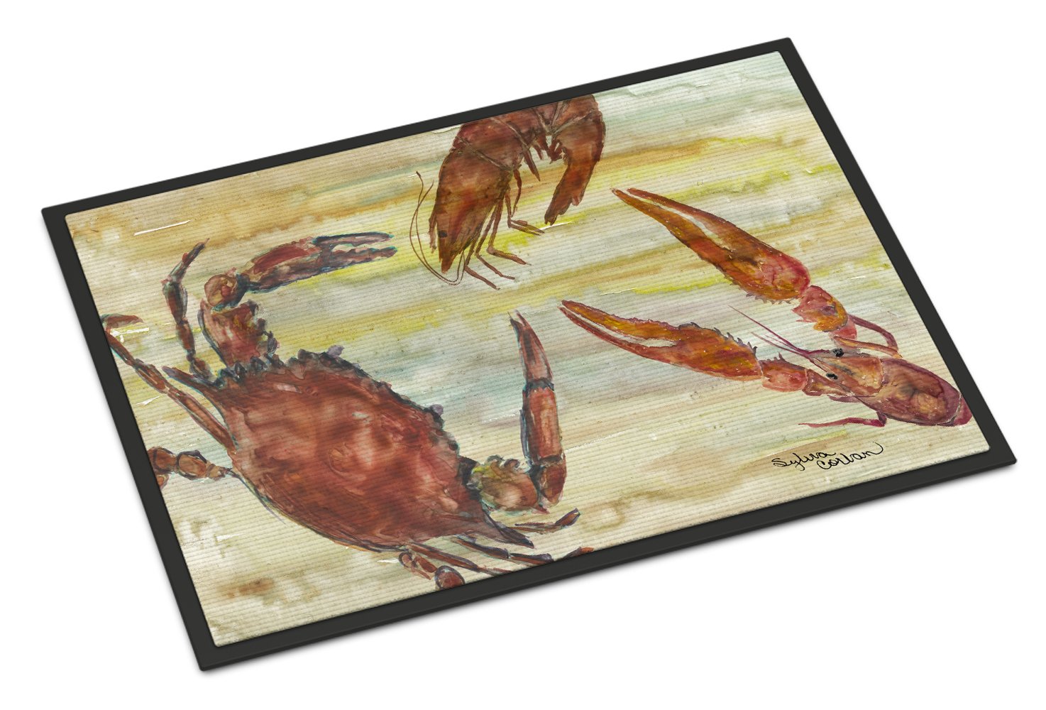 Crab, Shrimp, Oyster Yellow Sky Indoor or Outdoor Mat 24x36 SC2023JMAT by Caroline's Treasures