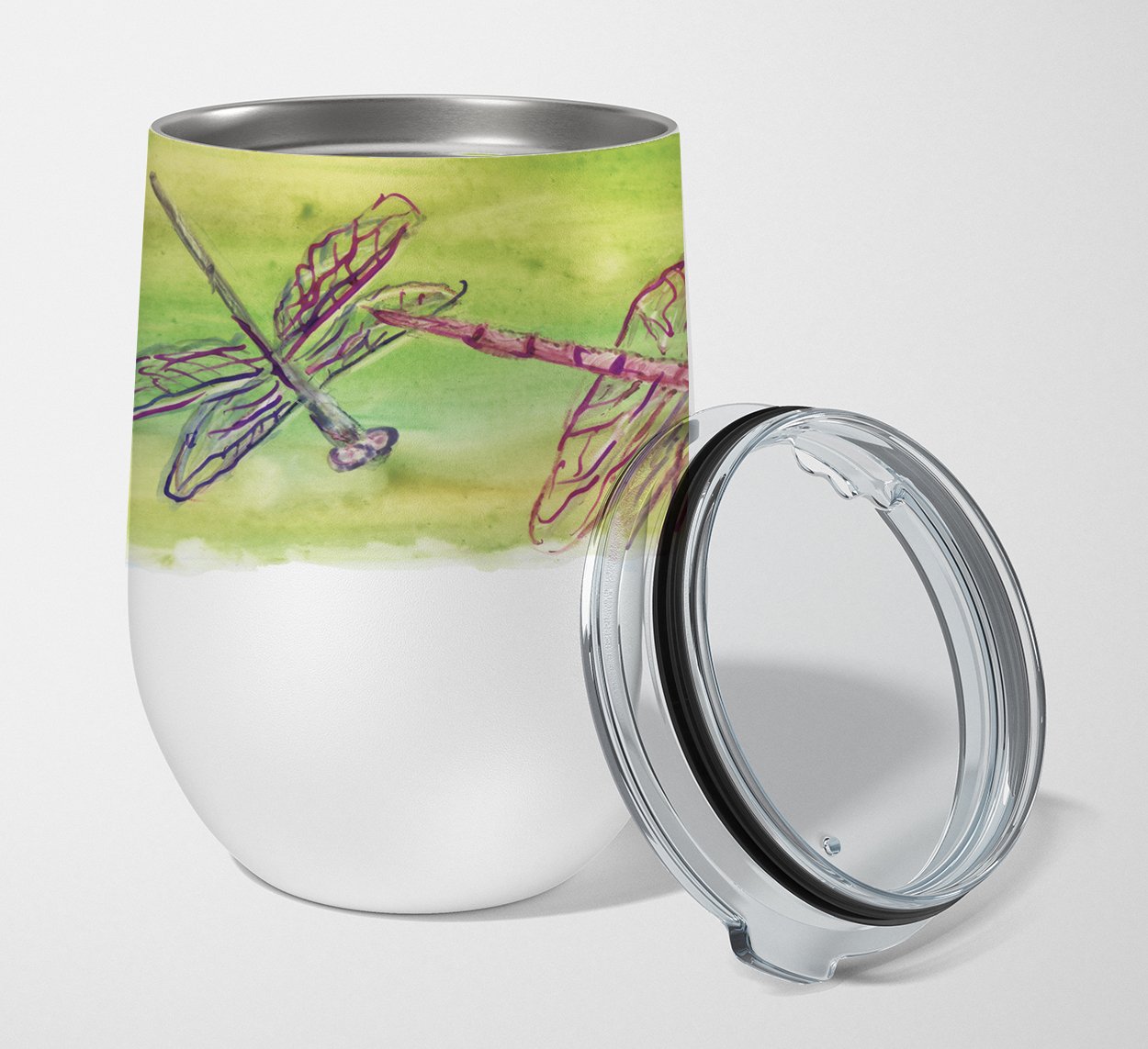 Buy this Dragonflies Stainless Steel 12 oz Stemless Wine Glass