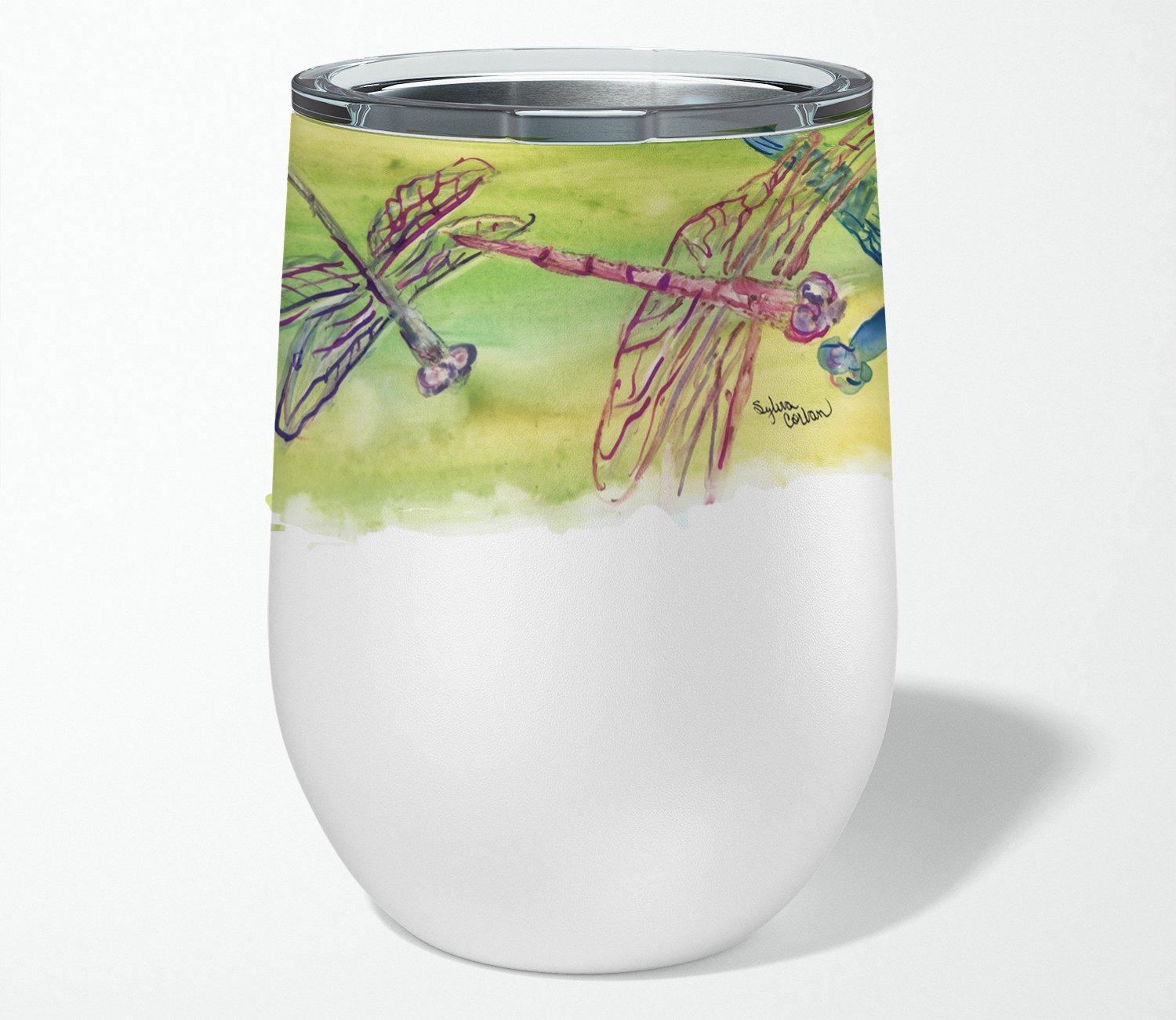 Dragonflies Stainless Steel 12 oz Stemless Wine Glass - the-store.com