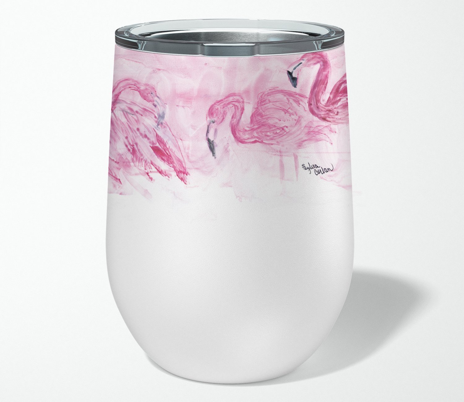 Flamingos Stainless Steel 12 oz Stemless Wine Glass - the-store.com