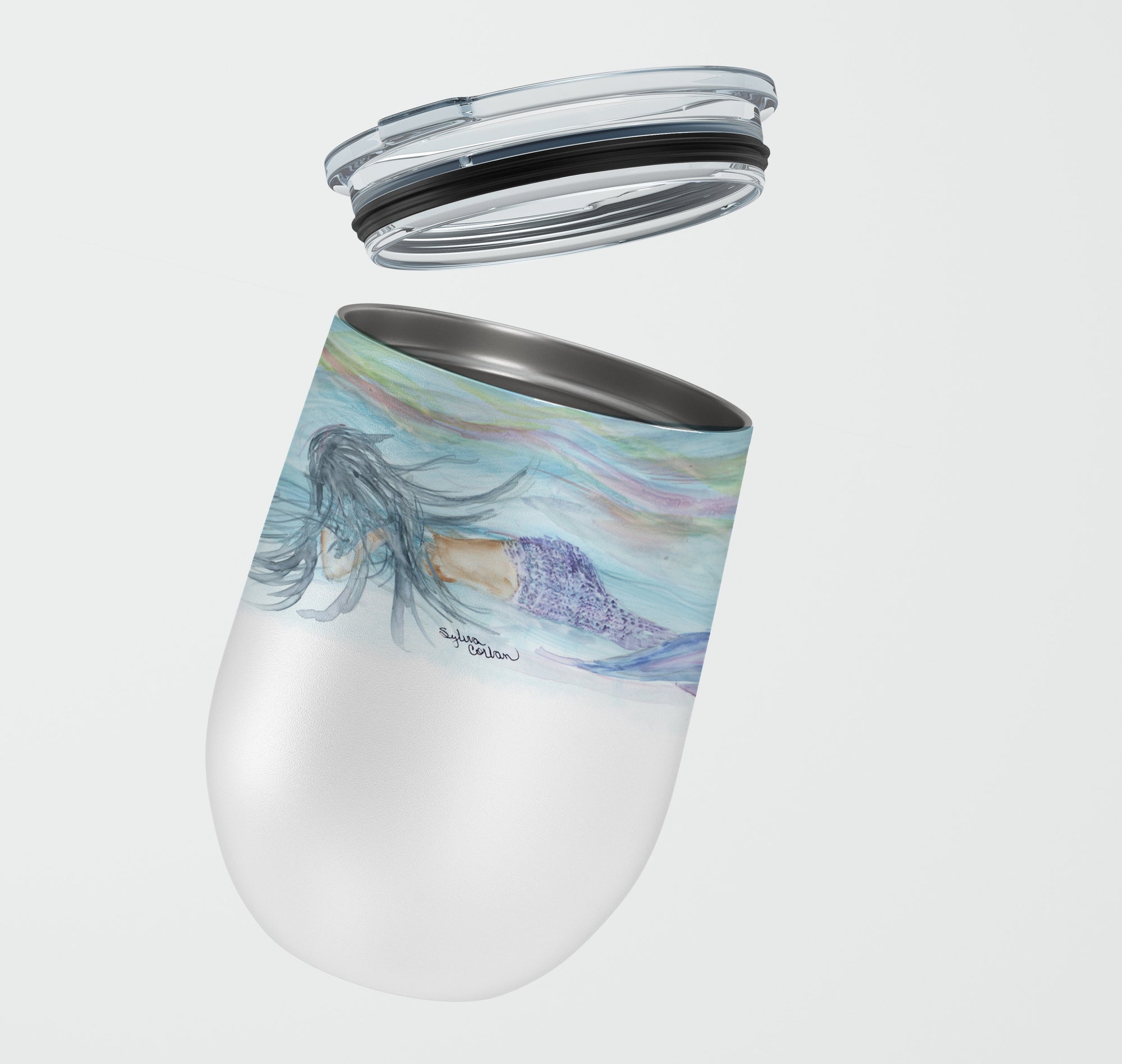 Mermaids Stainless Steel 12 oz Stemless Wine Glass - the-store.com