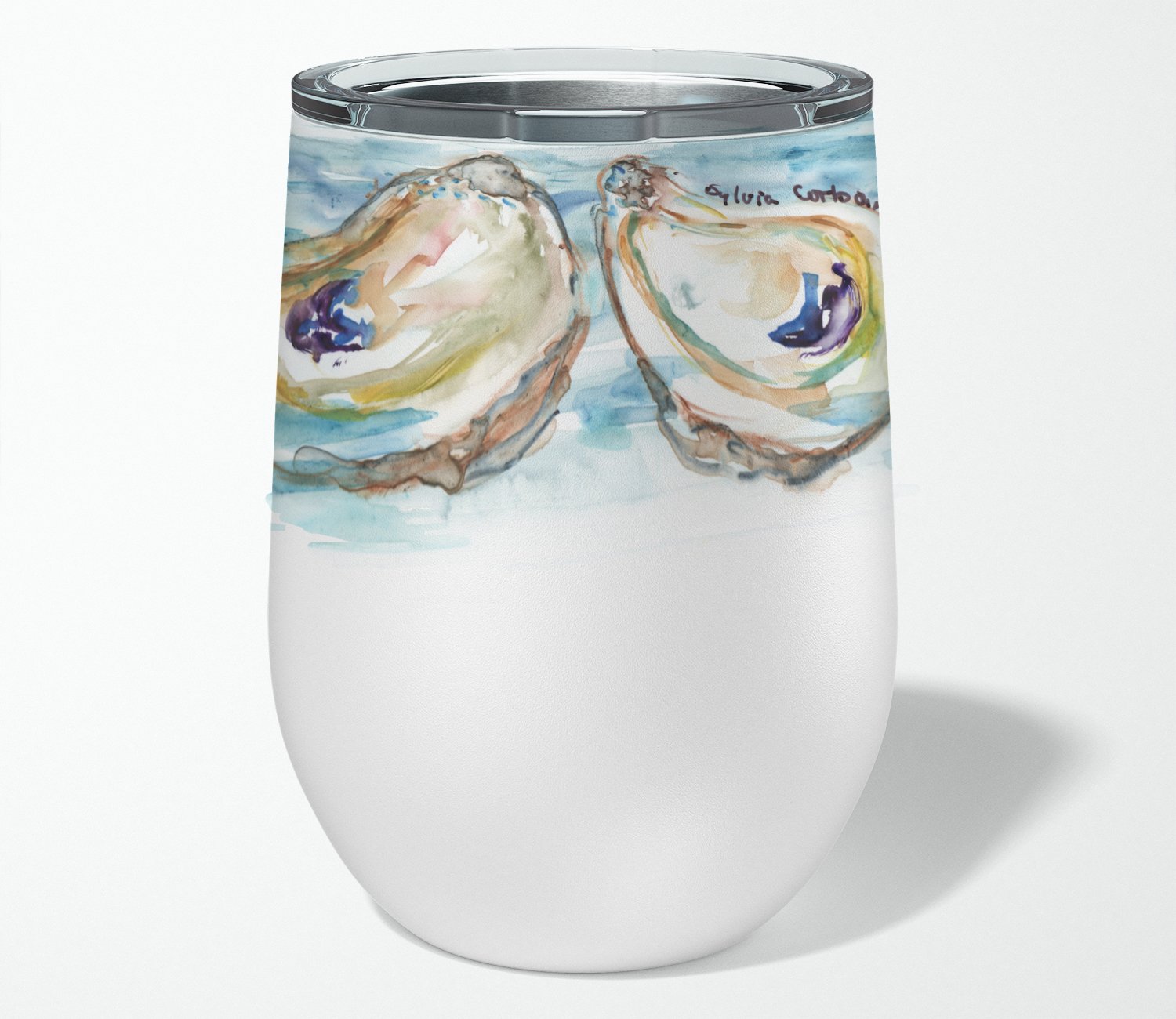Oysters Stainless Steel 12 oz Stemless Wine Glass - the-store.com
