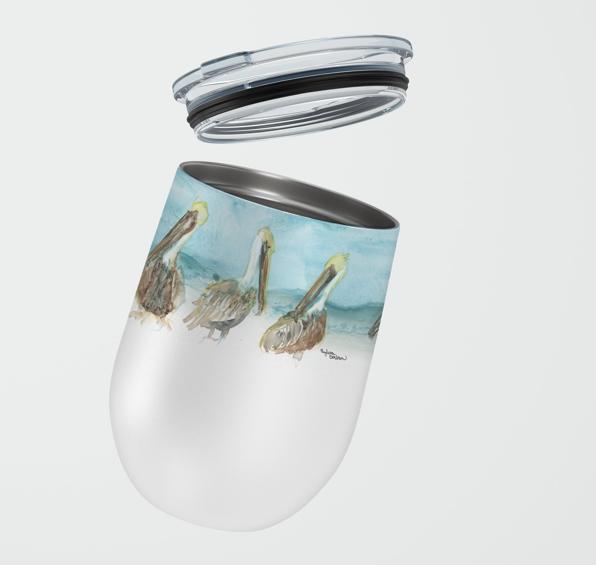 Pelicans Stainless Steel 12 oz Stemless Wine Glass - the-store.com