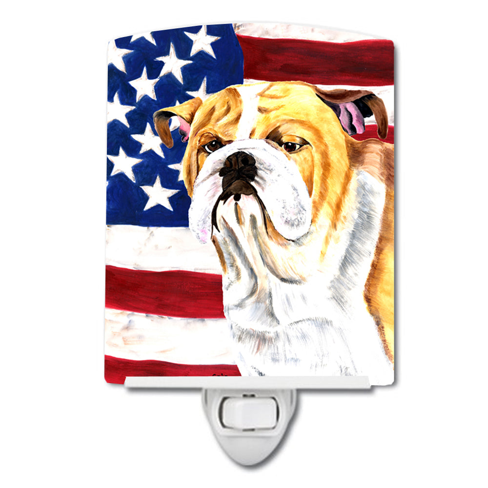 USA American Flag with Bulldog English Ceramic Night Light SC9002CNL - the-store.com
