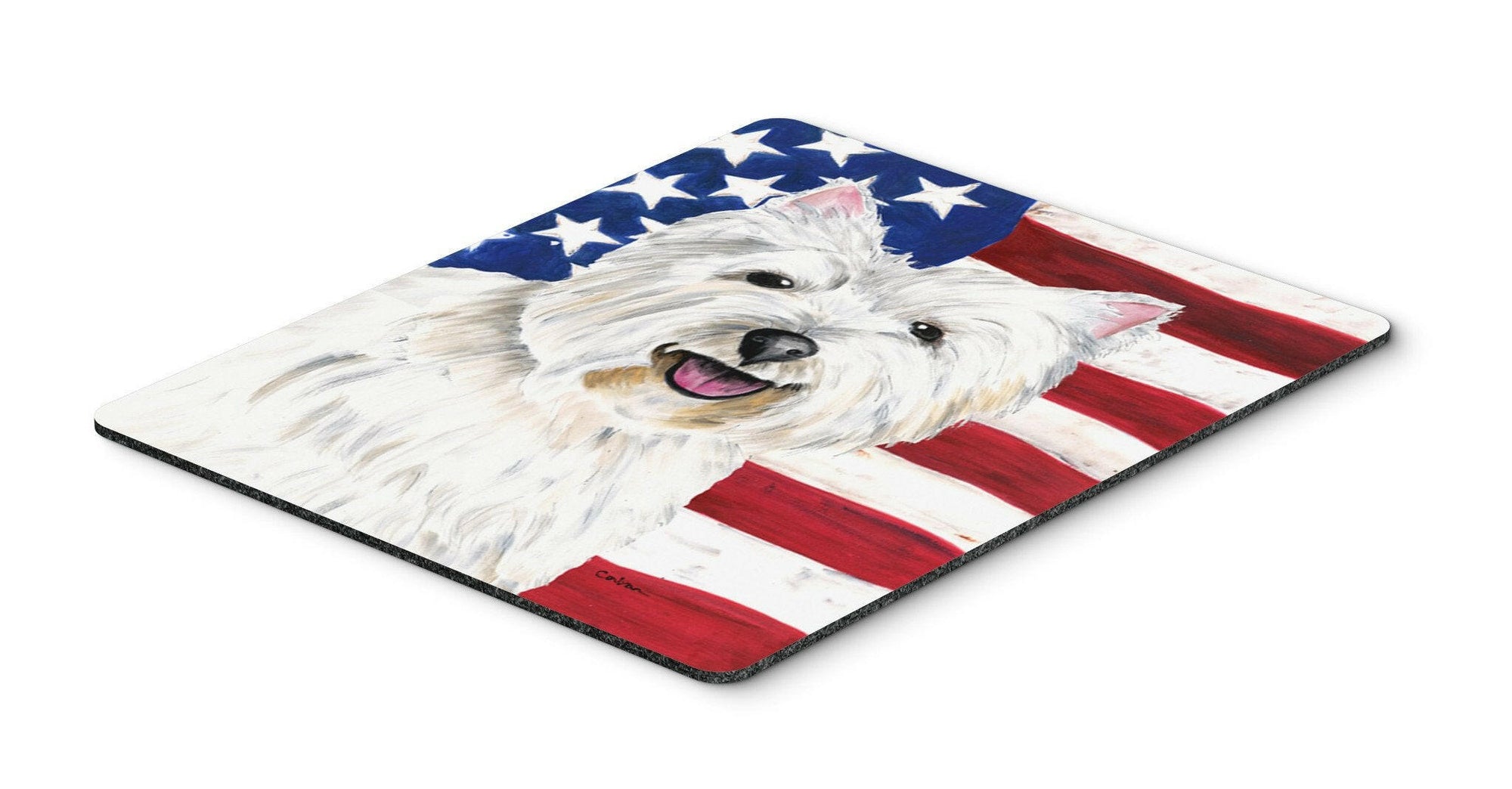 USA American Flag with Westie Mouse Pad, Hot Pad or Trivet by Caroline's Treasures