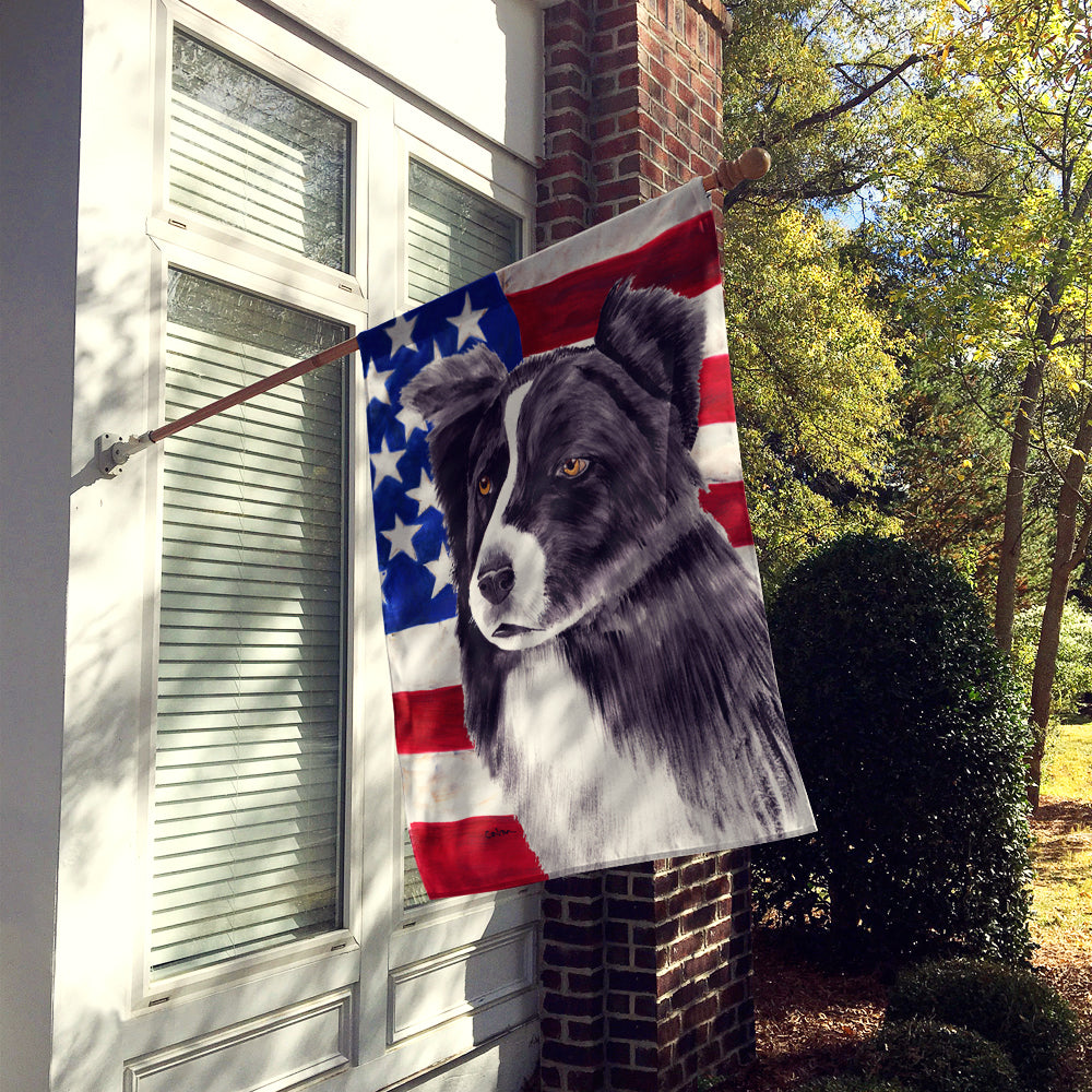 USA American Flag with Border Collie Flag Canvas House Size