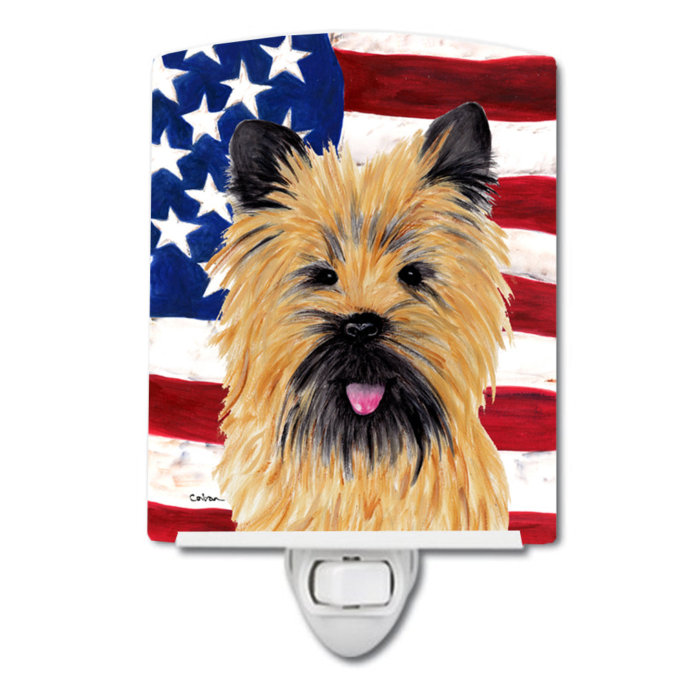 USA American Flag with Cairn Terrier Ceramic Night Light SC9017CNL - the-store.com
