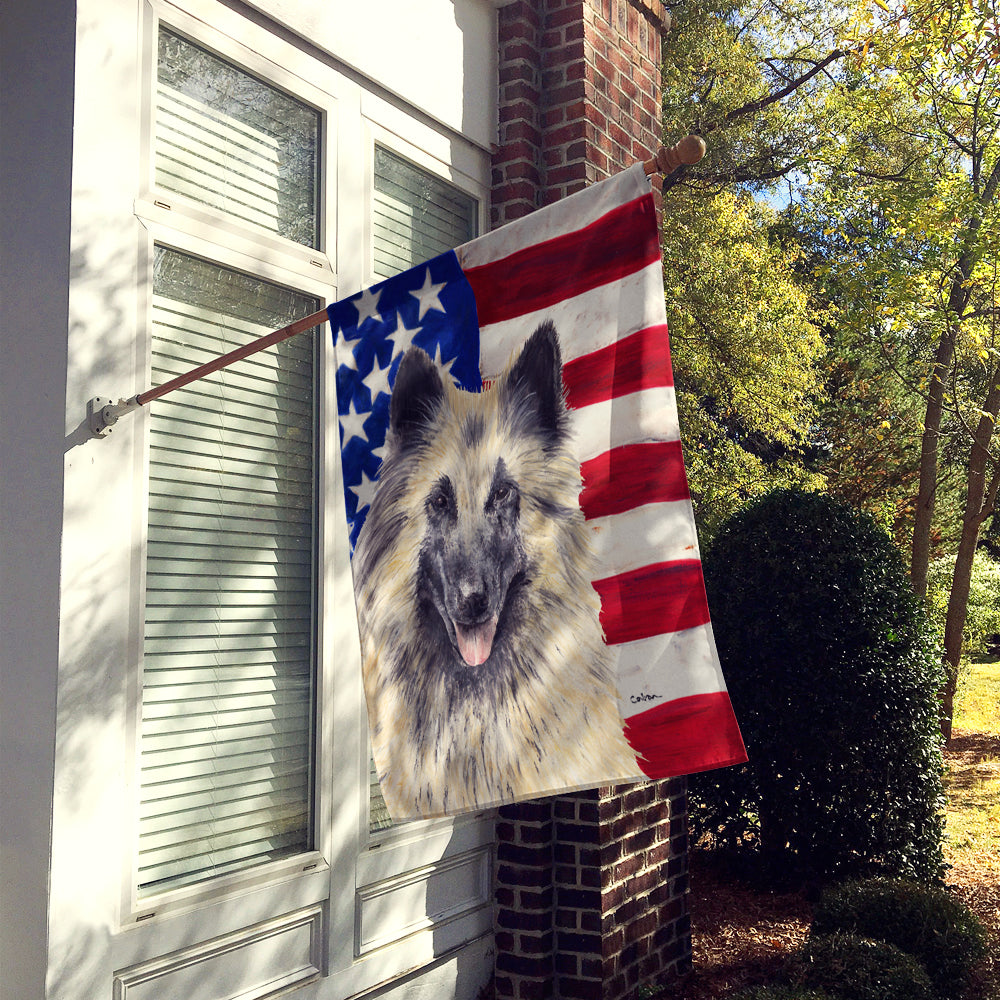 USA American Flag with Belgian Tervuren Flag Canvas House Size