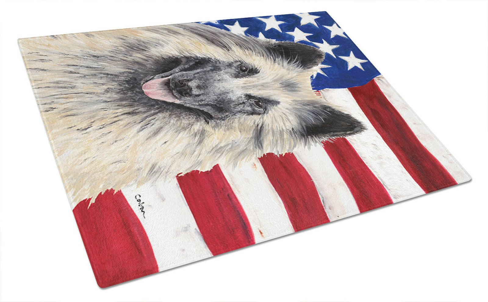USA American Flag with Belgian Tervuren Glass Cutting Board Large by Caroline's Treasures