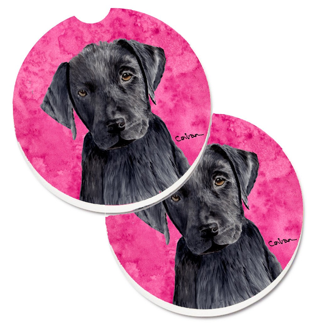 Pink Labrador Set of 2 Cup Holder Car Coasters SC9136PKCARC by Caroline&#39;s Treasures