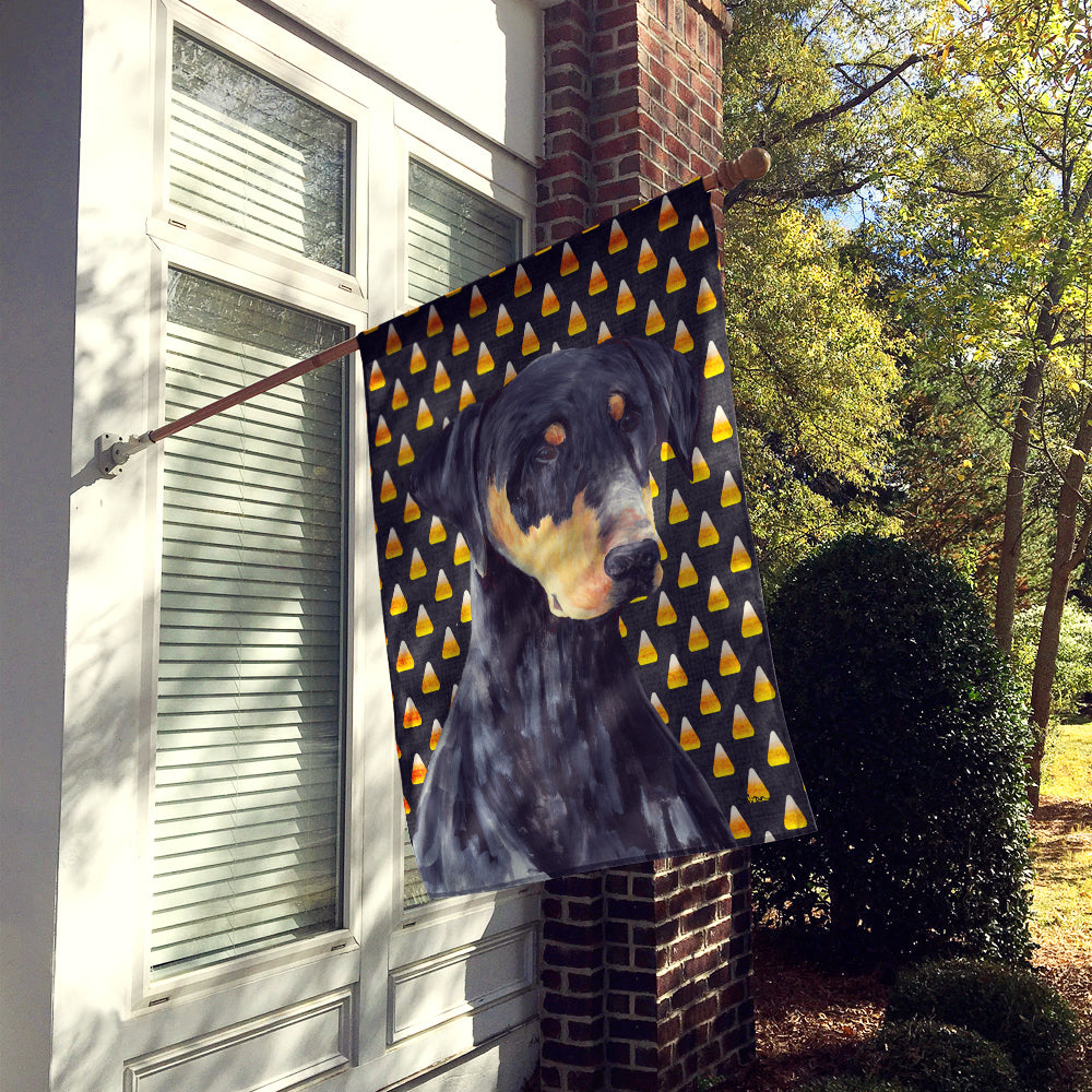 Doberman Natural Ears Candy Corn Halloween Portrait Flag Canvas House Size