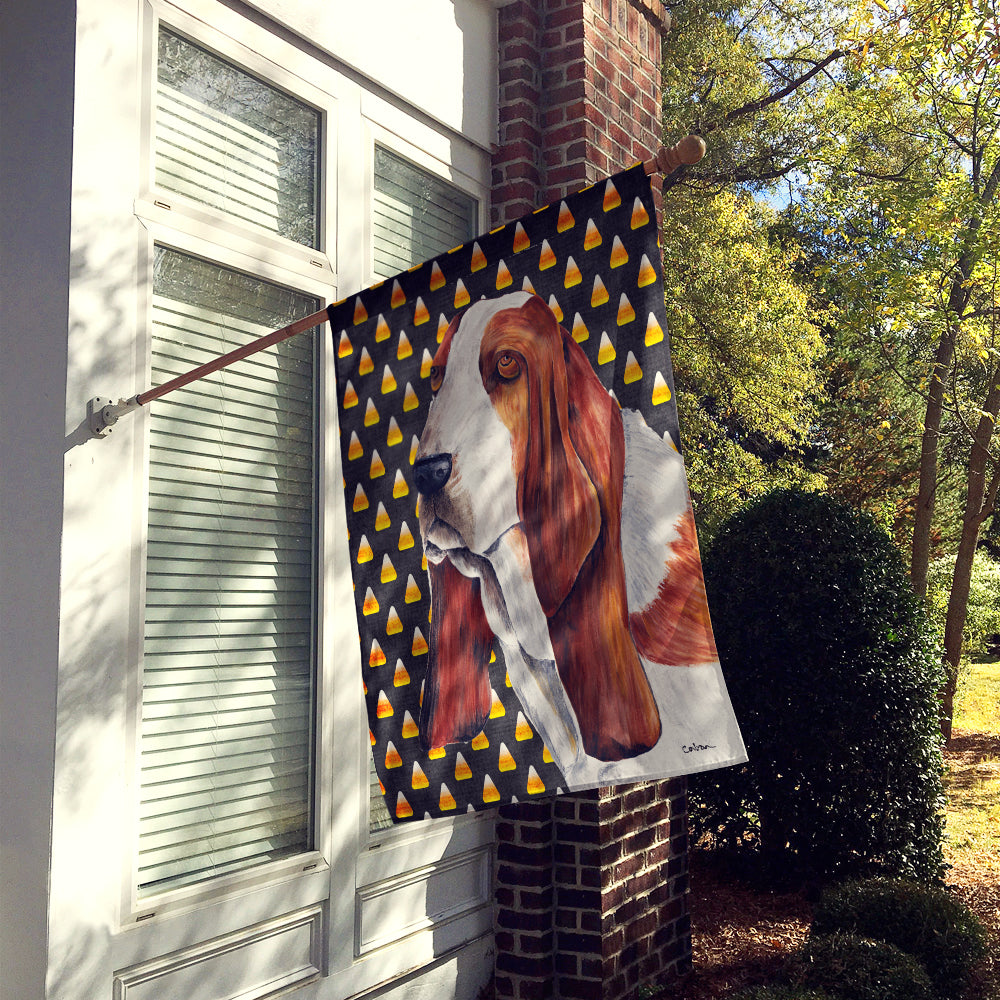 Basset Hound Candy Corn Halloween Portrait Flag Canvas House Size